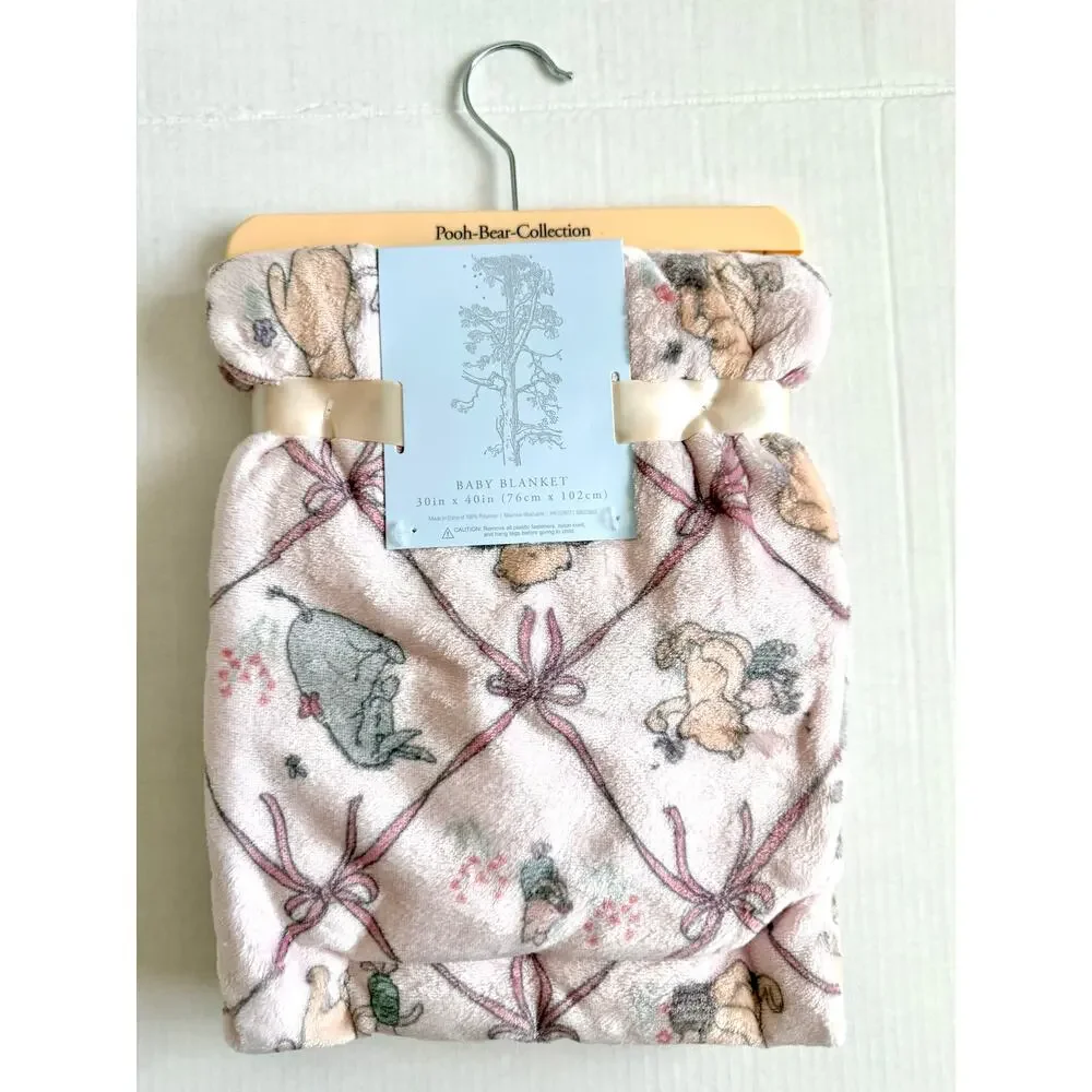 New Pooh Bear Collection Winnie The Pooh Pink Ribbon Baby Blanket 30